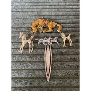 Vintage Equestrian‎ Horse Brooch Lapel Pin Collection Gold Silver Tone Bookmark